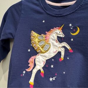 Navy Unicorn Embroidered Long Sleeve Shirt Size 100% Cotton 5Y
